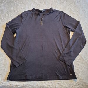 Robert Barakeet men' XL Griffith 1/4 Zip Pullover black pima cotton VGUC